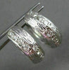 ANTIQUE WIDE .35CT DIAMOND 18KT WHITE GOLD FILIGREE HUGGIE EARRINGS #11988