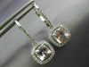 ESTATE 1.83CT AAA MORGANITE 14K WHITE GOLD 3D CUSHION LEVERBACK HANGING EARRINGS