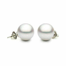 ESTATE AAA SOUTH SEA PEARL 14KT WHITE GOLD 3D CLASSIC SOLITAIRE STUD EARRINGS