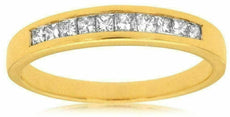 ESTATE .33CT DIAMOND 14KT YELLOW GOLD PRINCESS CHANNEL WEDDING ANNIVERSARY RING