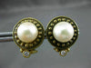 ANTIQUE .14CT DIAMOND & AAA SOUTH SEA PEARL 14KT YELLOW GOLD 3D EARRINGS #17204