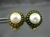 ANTIQUE .14CT DIAMOND & AAA SOUTH SEA PEARL 14KT YELLOW GOLD 3D EARRINGS #17204