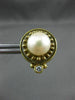 ANTIQUE .14CT DIAMOND & AAA SOUTH SEA PEARL 14KT YELLOW GOLD 3D EARRINGS #17204
