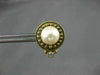 ANTIQUE .14CT DIAMOND & AAA SOUTH SEA PEARL 14KT YELLOW GOLD 3D EARRINGS #17204