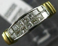 ESTATE .55CT DIAMOND 14K TWO TONE GOLD 2 ROW INVISIBLE PRINCESS ANNIVERSARY RING