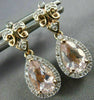 1.75CT DIAMOND & AAA MORGANITE 14KT WHITE & ROSE GOLD TEAR DROP HANGING EARRINGS