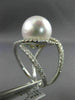 ESTATE LARGE 1.0CT DIAMOND & AAA SOUTH SEA PEARL 18K WHITE GOLD ANNIVERSARY RING