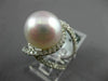 ESTATE LARGE 1.0CT DIAMOND & AAA SOUTH SEA PEARL 18K WHITE GOLD ANNIVERSARY RING