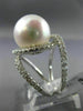 ESTATE LARGE 1.0CT DIAMOND & AAA SOUTH SEA PEARL 18K WHITE GOLD ANNIVERSARY RING