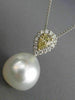 .77CT WHITE & FANCY YELLOW DIAMOND & AAA PEARL DIAMOND 18K WHITE GOLD PENDANT