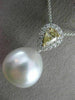 .77CT WHITE & FANCY YELLOW DIAMOND & AAA PEARL DIAMOND 18K WHITE GOLD PENDANT