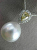 .77CT WHITE & FANCY YELLOW DIAMOND & AAA PEARL DIAMOND 18K WHITE GOLD PENDANT