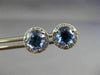 ESTATE 2.80CT DIAMOND & AAA SAPPHIRE 14KT WHITE GOLD 3D ROUND HALO STUD EARRINGS