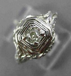 ANTIQUE WIDE .15CT OLD MINE DIAMOND 18KT WHITE GOLD SQUARE ENGAGEMENT RING 26037