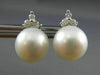 ESTATE .16CT DIAMOND & AAA SOUTH SEA PEARL 18KT WHITE GOLD FLOWER STUD EARRINGS