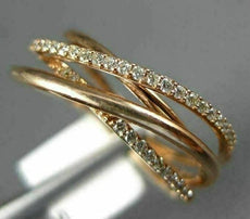ESTATE .20CT DIAMOND 14KT ROSE GOLD 3D CLASSIC MULTI ROW CRISS CROSS X LOVE RING