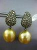 LARGE 2.65CT CHAMPAGNE DIAMOND & SOUTH SEA PEARL 18K BLACK GOLD HANGING EARRINGS