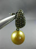 LARGE 2.65CT CHAMPAGNE DIAMOND & SOUTH SEA PEARL 18K BLACK GOLD HANGING EARRINGS