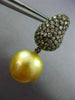 LARGE 2.65CT CHAMPAGNE DIAMOND & SOUTH SEA PEARL 18K BLACK GOLD HANGING EARRINGS