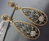ESTATE LARGE 3.44CT DIAMOND 18K ROSE & BLACK GOLD OPEN FILIGREE HANGING EARRINGS