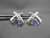 ESTATE 1.0CT DIAMOND & AAA TANZANITE 14KT WHITE GOLD TRILLION X STUD EARRINGS