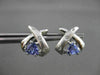 ESTATE 1.0CT DIAMOND & AAA TANZANITE 14KT WHITE GOLD TRILLION X STUD EARRINGS