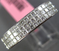 ESTATE 1.14CT PRINCESS DIAMOND 18KT WHITE GOLD 3 ROW INVISIBLE ANNIVERSARY RING