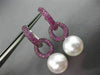 LARGE 2.75CT AAA PINK SAPPHIRE & SOUTH SEA PEARL 18K WHITE GOLD HANGING EARRINGS