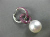 LARGE 2.75CT AAA PINK SAPPHIRE & SOUTH SEA PEARL 18K WHITE GOLD HANGING EARRINGS
