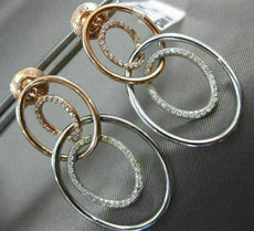 ESTATE LARGE .50CT DIAMOND 14K WHITE & ROSE GOLD OVAL LOVE KNOT HANGING EARRINGS