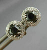 ESTATE .98CT WHITE & BLACK DIAMOND 18KT WHITE GOLD 3D HALO ROUND STUD EARRINGS