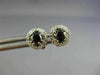 ESTATE .98CT WHITE & BLACK DIAMOND 18KT WHITE GOLD 3D HALO ROUND STUD EARRINGS