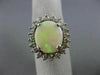 ANTIQUE LARGE 3.66CT OLD MINE DIAMOND & AAA OPAL 14KT WHITE GOLD OVAL HALO RING