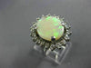 ANTIQUE LARGE 3.66CT OLD MINE DIAMOND & AAA OPAL 14KT WHITE GOLD OVAL HALO RING
