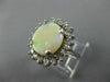 ANTIQUE LARGE 3.66CT OLD MINE DIAMOND & AAA OPAL 14KT WHITE GOLD OVAL HALO RING