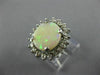 ANTIQUE LARGE 3.66CT OLD MINE DIAMOND & AAA OPAL 14KT WHITE GOLD OVAL HALO RING