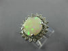 ANTIQUE LARGE 3.66CT OLD MINE DIAMOND & AAA OPAL 14KT WHITE GOLD OVAL HALO RING