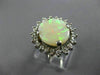 ANTIQUE LARGE 3.66CT OLD MINE DIAMOND & AAA OPAL 14KT WHITE GOLD OVAL HALO RING