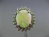 ANTIQUE LARGE 3.66CT OLD MINE DIAMOND & AAA OPAL 14KT WHITE GOLD OVAL HALO RING