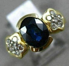 1.80CT DIAMOND & AAA OVAL SAPPHIRE 14K YELLOW GOLD 3D SEMI BEZEL ENGAGEMENT RING