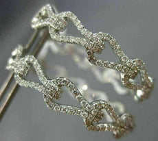 ESTATE LARGE 2.37CT DIAMOND 18KT WHITE GOLD DOUBLE SIDED LOVE KNOT HOOP EARRINGS