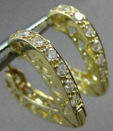 ESTATE CUBIC ZIRCONIA 14KT YELLOW GOLD 3D DOUBLE SIDED HEART EARRINGS #24340