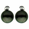 ESTATE .18CT ROUND DIAMOND & AAA TAHITIAN PEARL 14K WHITE GOLD 3D LOVE EARRINGS