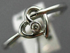 ESTATE .02CT DIAMOND 18KT WHITE GOLD 3D CLASSIC SOLITAIRE LOVE HEART RING #16385
