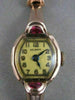 ANTIQUE MOON OLD MINE RUBY 14K PINK ROSE GOLD HELBROS WATCH #20592