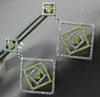 LARGE .74CT WHITE & FANCY YELLOW DIAMOND 14KT WHITE GOLD SQUARE HANGING EARRINGS