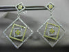 LARGE .74CT WHITE & FANCY YELLOW DIAMOND 14KT WHITE GOLD SQUARE HANGING EARRINGS