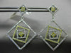 LARGE .74CT WHITE & FANCY YELLOW DIAMOND 14KT WHITE GOLD SQUARE HANGING EARRINGS