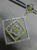 LARGE .74CT WHITE & FANCY YELLOW DIAMOND 14KT WHITE GOLD SQUARE HANGING EARRINGS