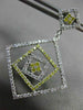 LARGE .74CT WHITE & FANCY YELLOW DIAMOND 14KT WHITE GOLD SQUARE HANGING EARRINGS